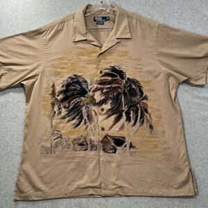 Vintage Polo Ralph Lauren Camp Button Up Shirt Mens 2XL Hawaiian Palm Trees RARE